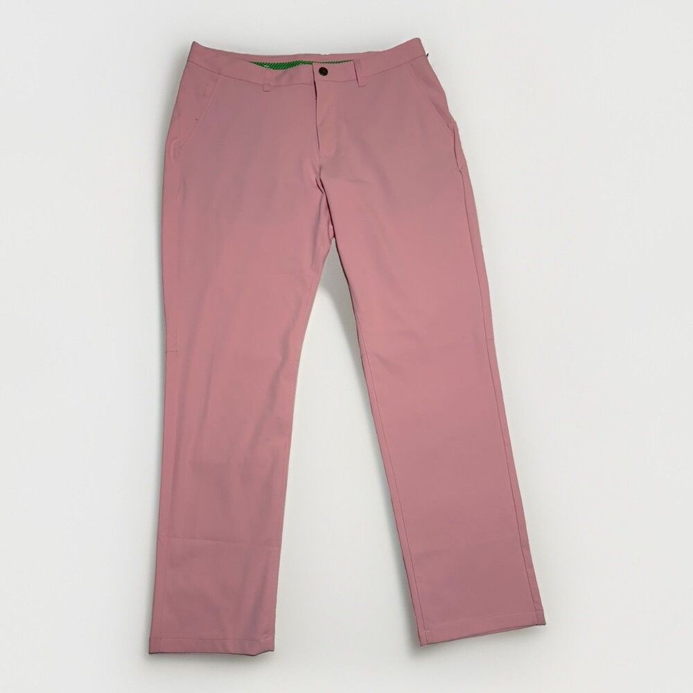 Bonobos Highland Tour Golf Pants Men 35x32 Pink Athletic Fit Performance Trouser